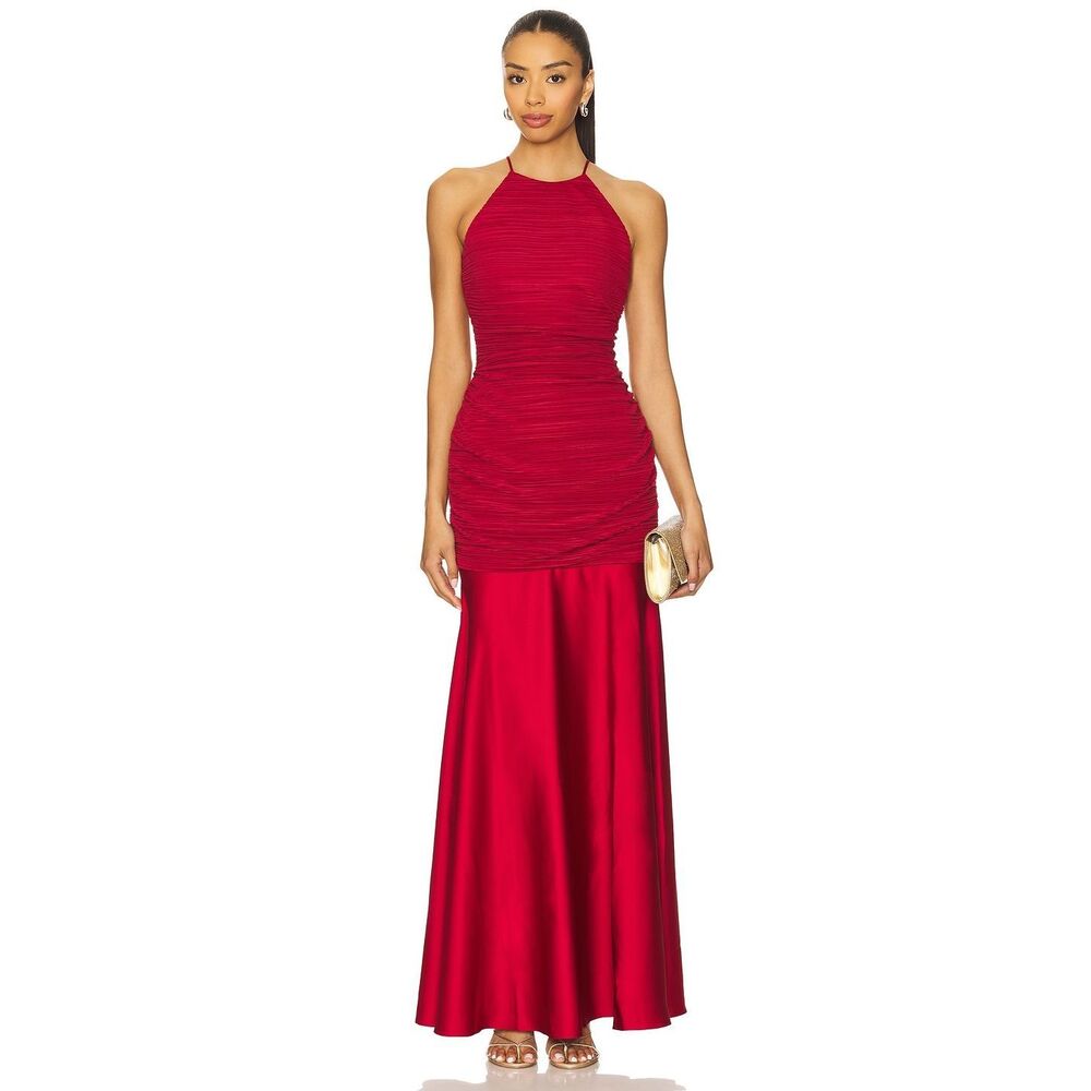 Mayle Vasquez Fluvial Long Dress in Red Size Small $575